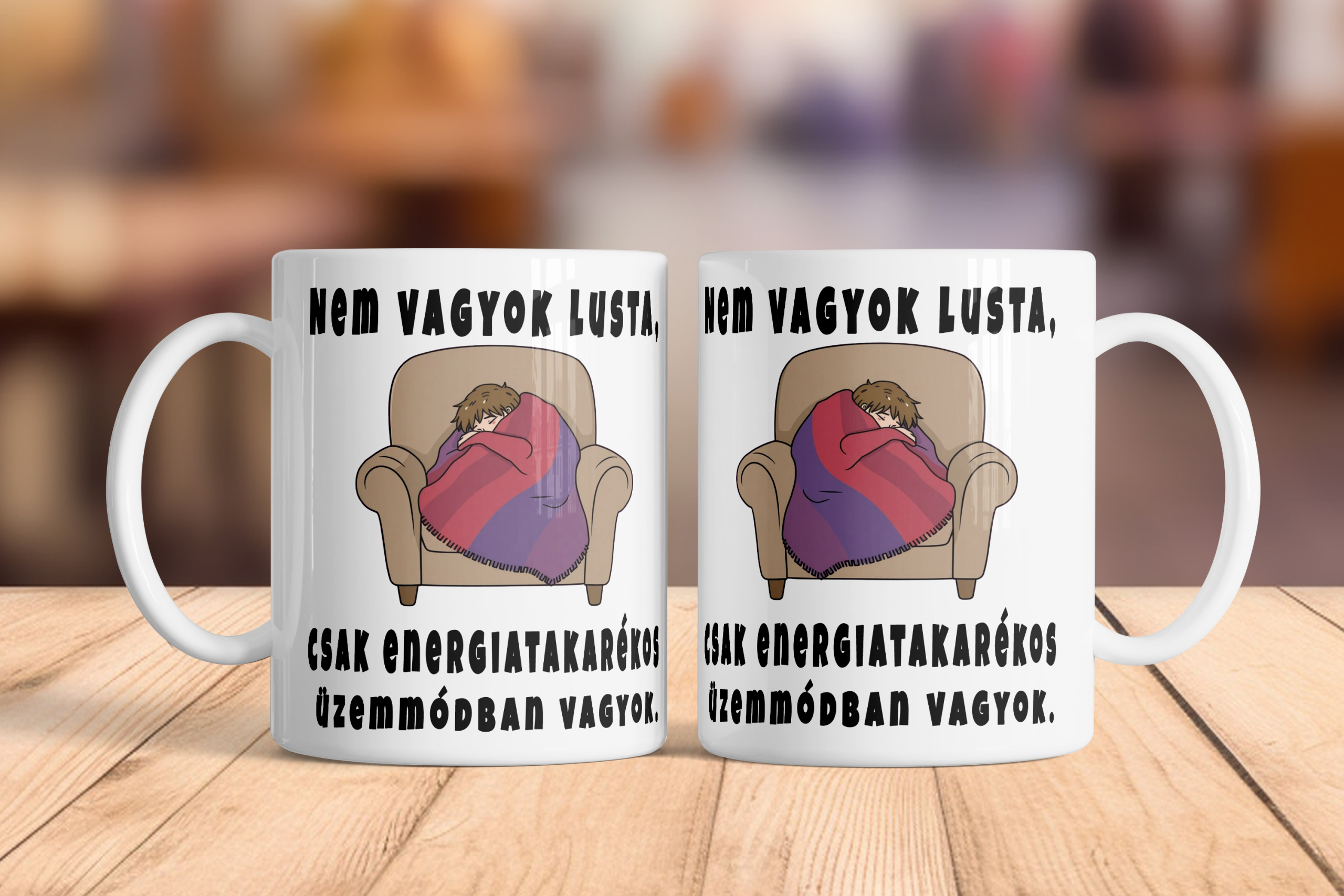 Energiatakarékos bögre kerámia 3 dl fehér „Nem vagyok lusta, csak energiatakarékos üzemmódban vagyok”