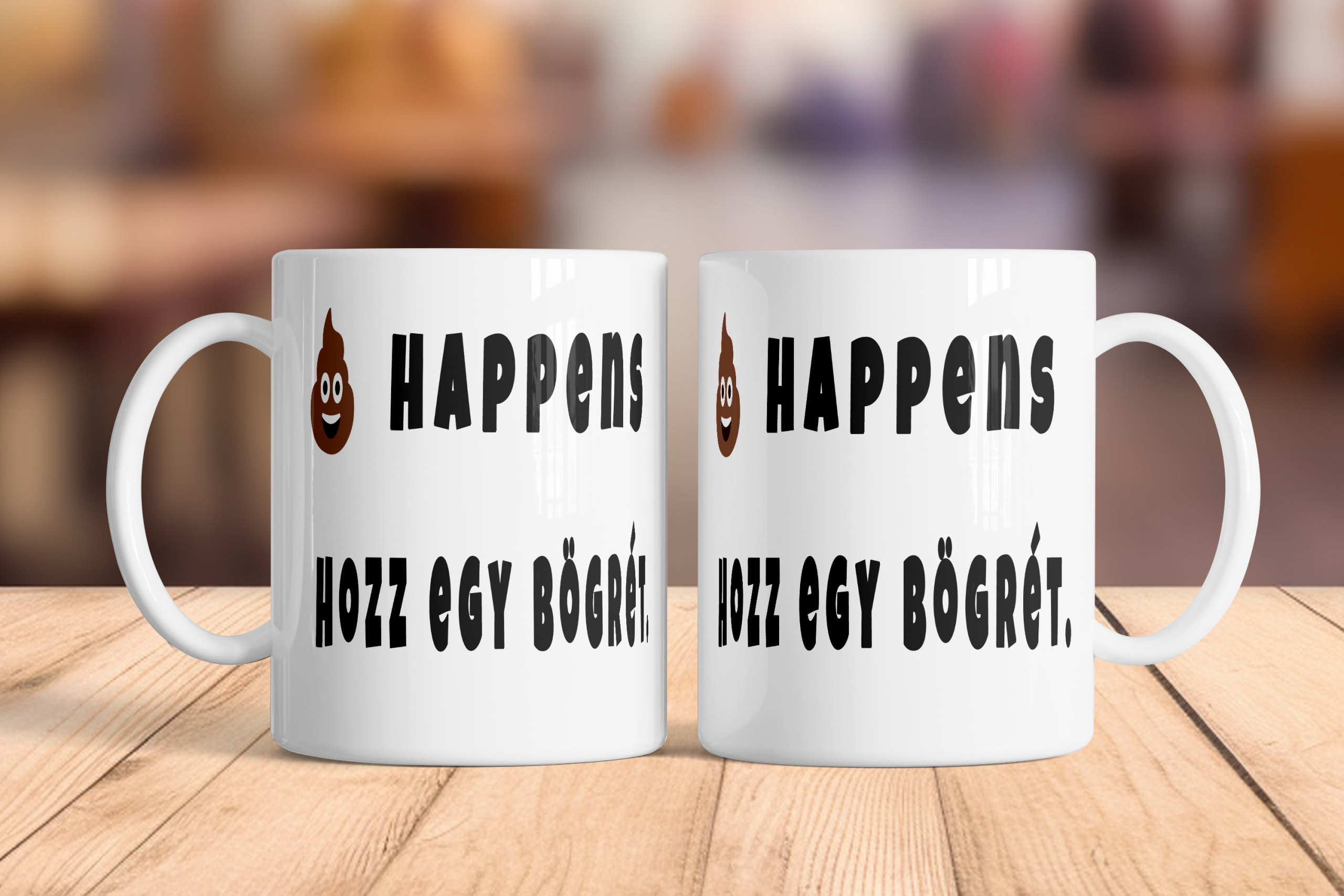 Happens bögre kerámia 3 dl fehér „💩 happens, hozz egy bögrét!”
