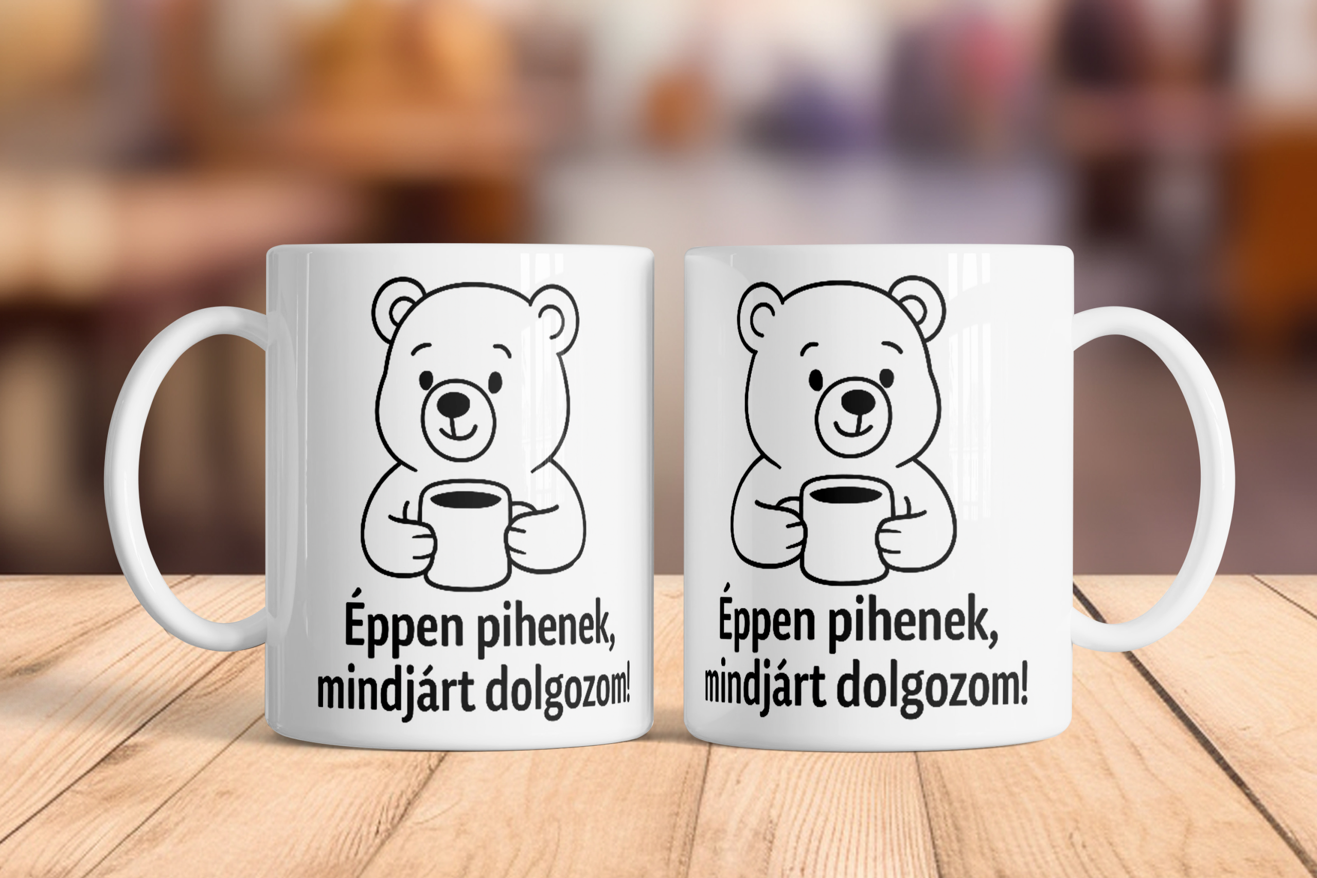 Pihenek bögre kerámia 3 dl fehér „Éppen pihenek, mindjárt dolgozom”