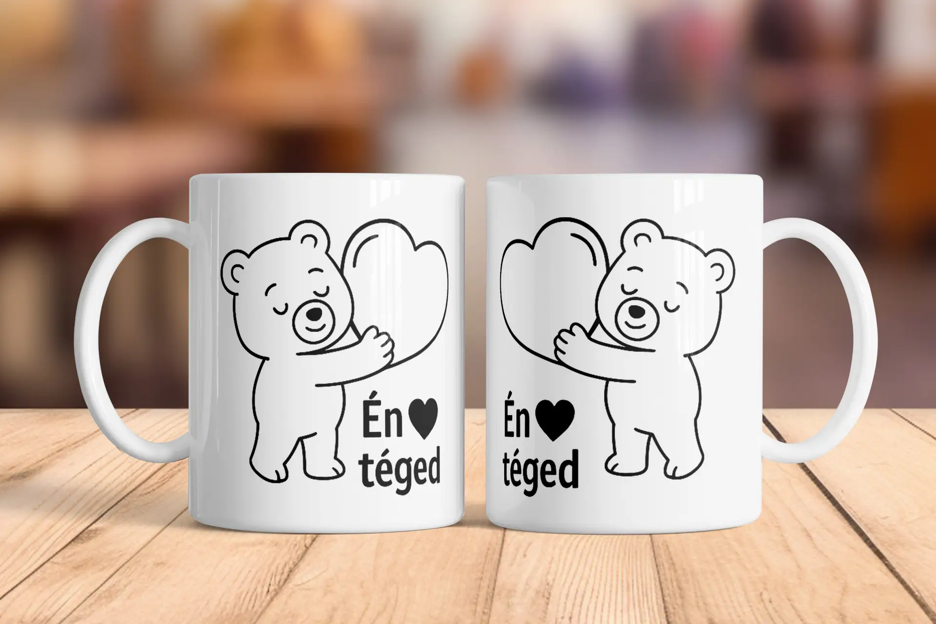 Én szeretlek bögre kerámia 3 dl fehér „Én ❤️ téged”