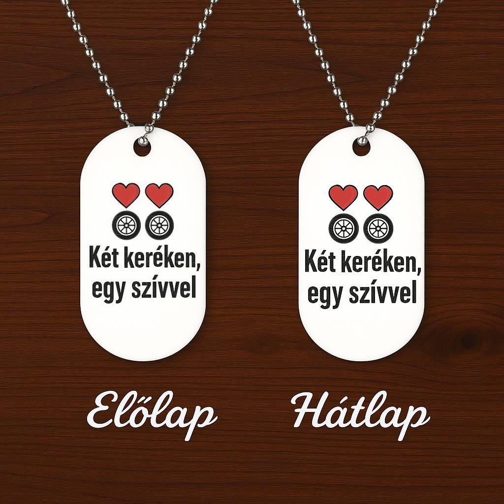 Motoros nyaklánc – két keréken egy szívvel alumínium medál