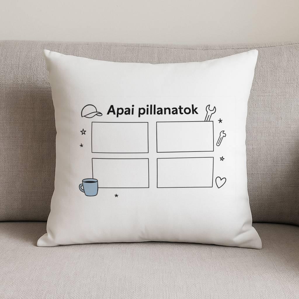 Apai pillanatok díszpárna poliészterből 40×40 cm személyre szabható fotókkal