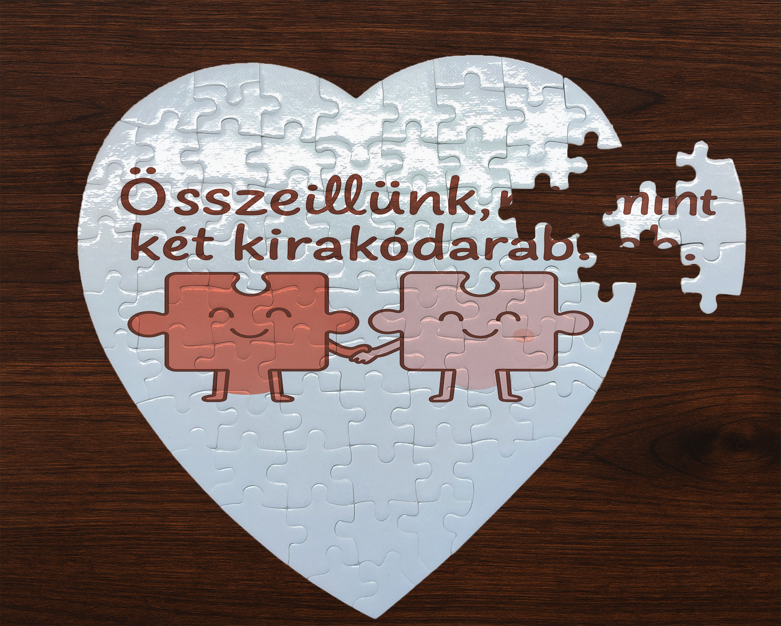 Romantikus szív alakú puzzle – Összeillünk, mint két kirakódarab