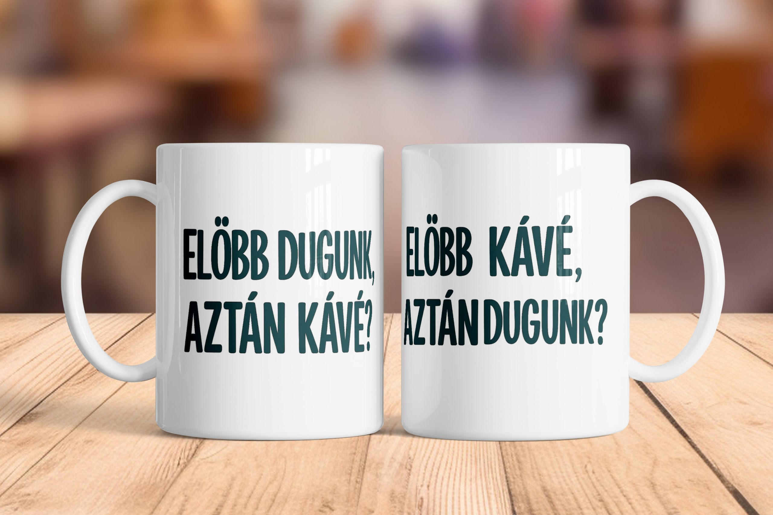 Reggeli páros bögre kerámia 2×3 dl fehér humoros feliratokkal