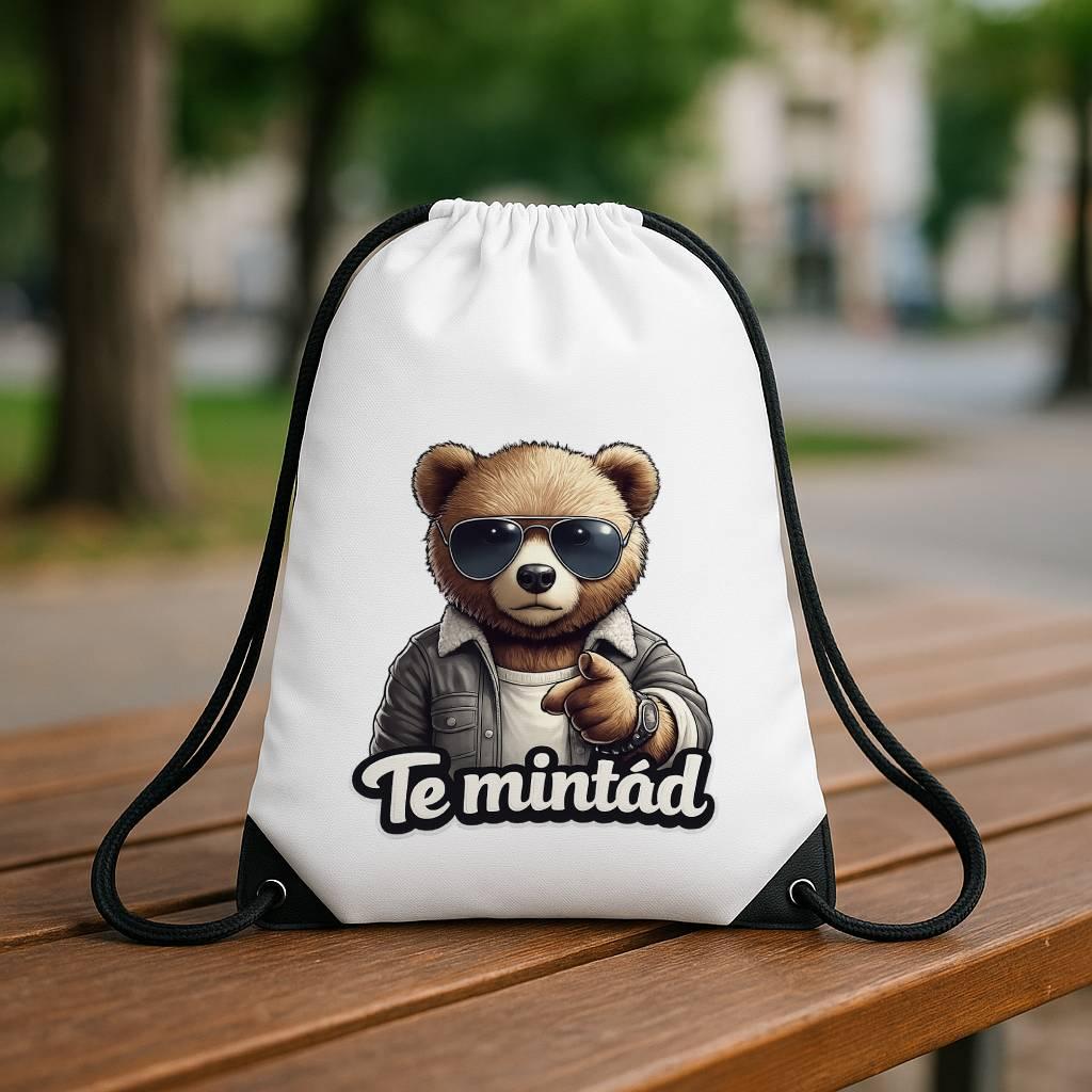 Egyedi tornazsák fényképpel vagy felirattal poliészter anyagból 31×36 cm